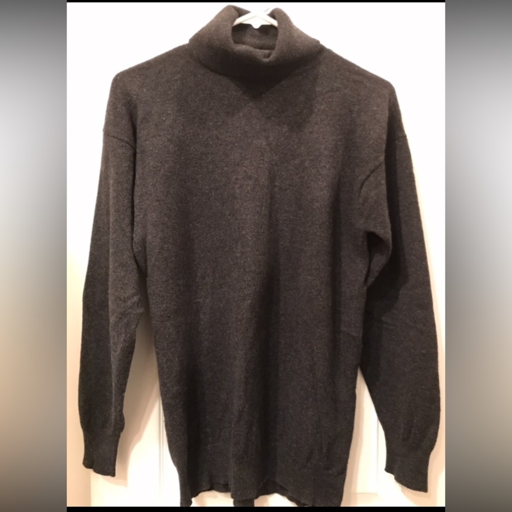 Vintage Bergdorf Goodman Grey Turtleneck Cashmere Sweater Size S